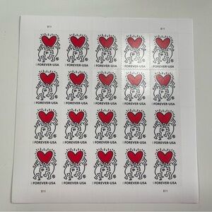 2025 Pennsylvania Native Keith Haring LOVE Heart 20 Forever Stamps